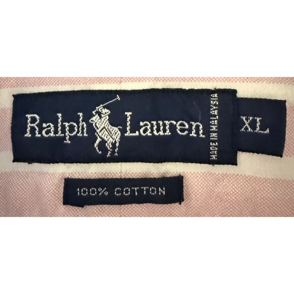 Ralph Lauren Polo Mens Pink White Stripe Button-Down Shirt Crest Preppy XL - Picture 6 of 6